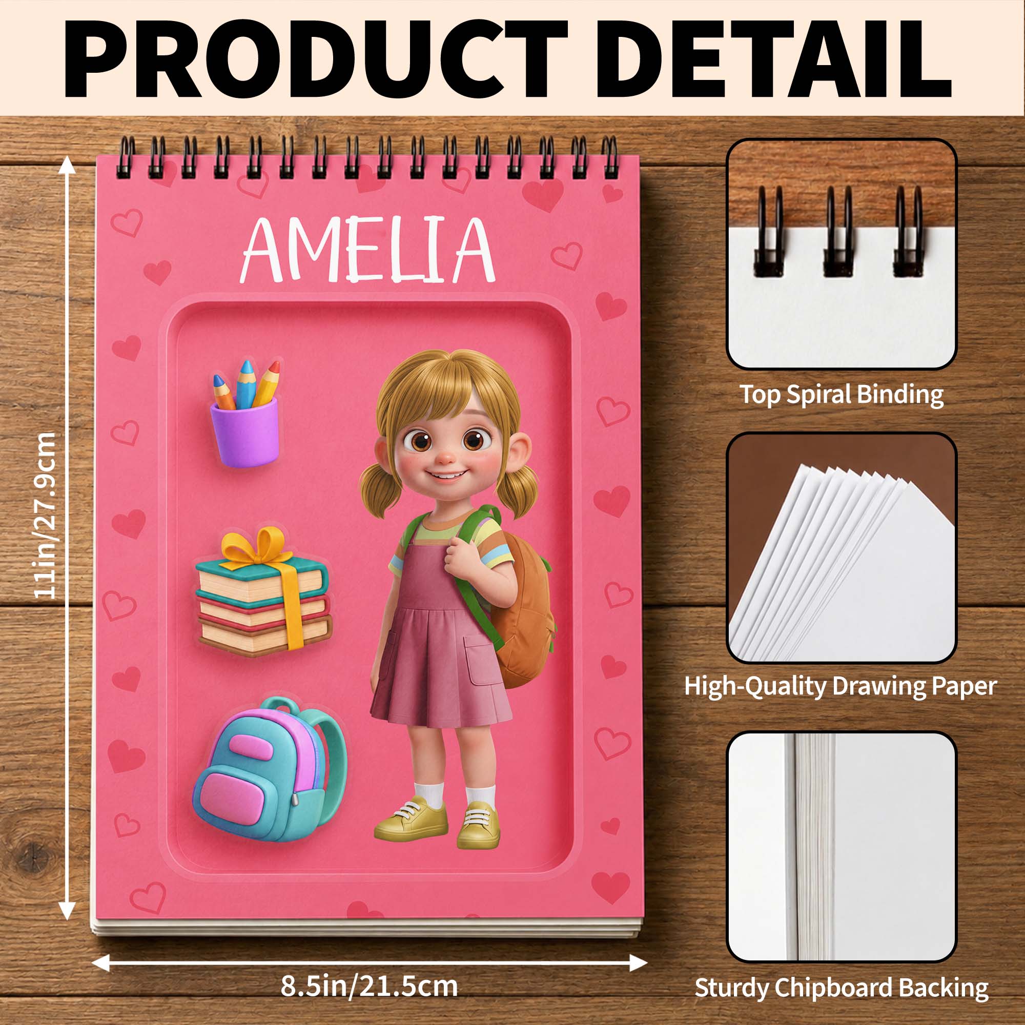 Personalized Sketch Book Custom Name Gift for Students