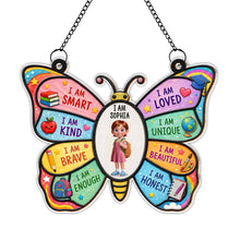 Load image into Gallery viewer, Personalized Butterfly Affirmation Suncatcher for Kids Custom Name Gift
