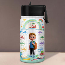 Load image into Gallery viewer, Personalized Kids Water Bottle Custom Name Straw Lid Gift

