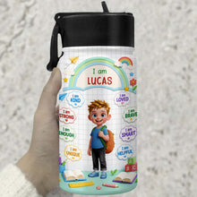 Load image into Gallery viewer, Personalized Kids Water Bottle Custom Name Straw Lid Gift
