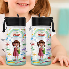 Load image into Gallery viewer, Personalized Kids Water Bottle Custom Name Straw Lid Gift
