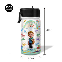 Load image into Gallery viewer, Personalized Kids Water Bottle Custom Name Straw Lid Gift
