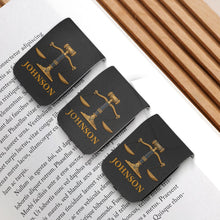 Load image into Gallery viewer, Personalized Leather Bookmark with Gavel and Justice Scales
