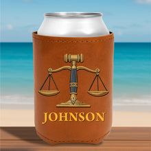 Load image into Gallery viewer, Personalized Leather Can Cooler Custom Name Gift for Lawyer
