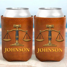 Load image into Gallery viewer, Personalized Leather Can Cooler Custom Name Gift for Lawyer
