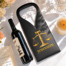 Load image into Gallery viewer, Personalized Leather Wine Bag Custom Name Gift for Lawyer
