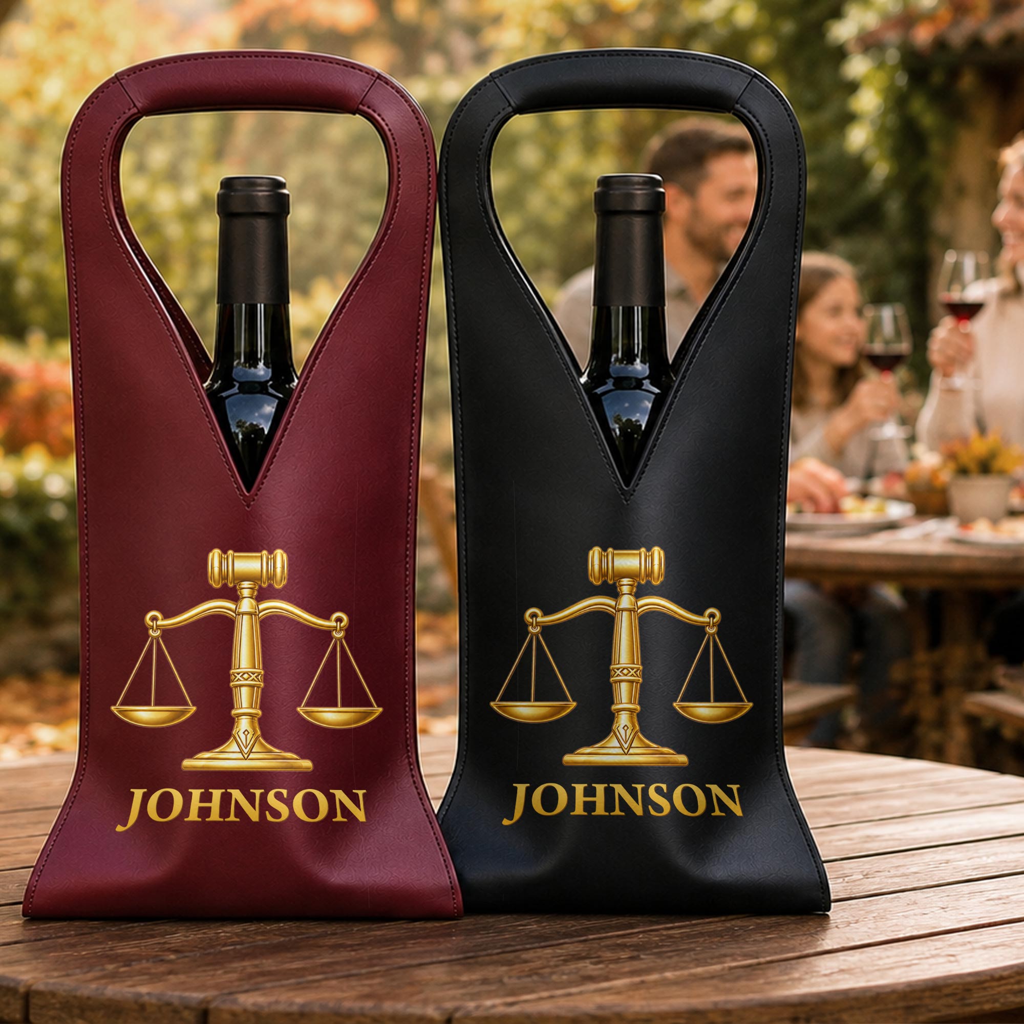 Personalized Leather Wine Bag Custom Name Gift for Lawyer