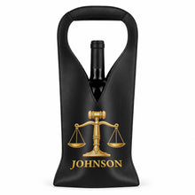Load image into Gallery viewer, Personalized Leather Wine Bag Custom Name Gift for Lawyer
