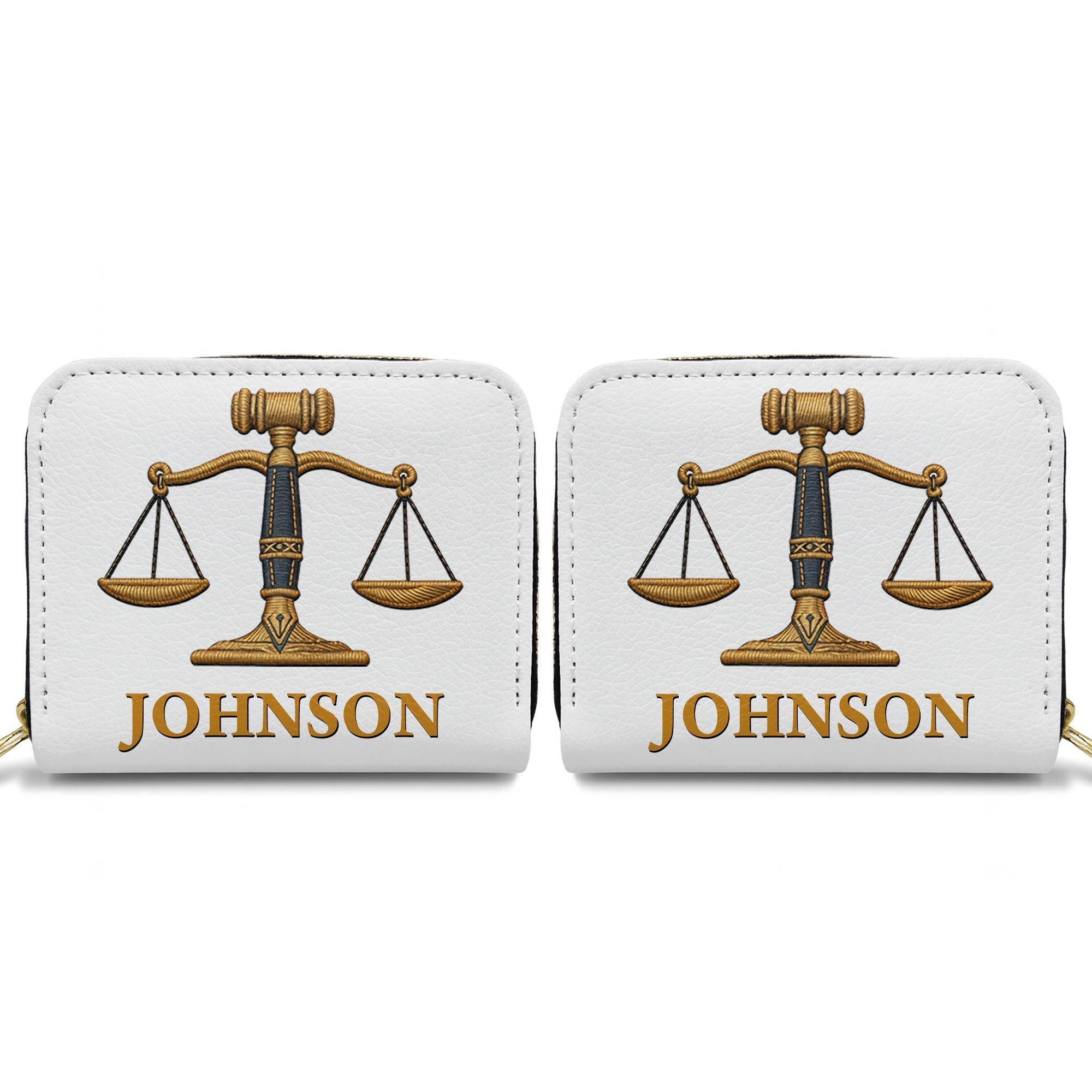 Personalized Custom Leather Wallet with Gavel for Lawyers