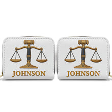 Load image into Gallery viewer, Personalized Custom Leather Wallet with Gavel for Lawyers
