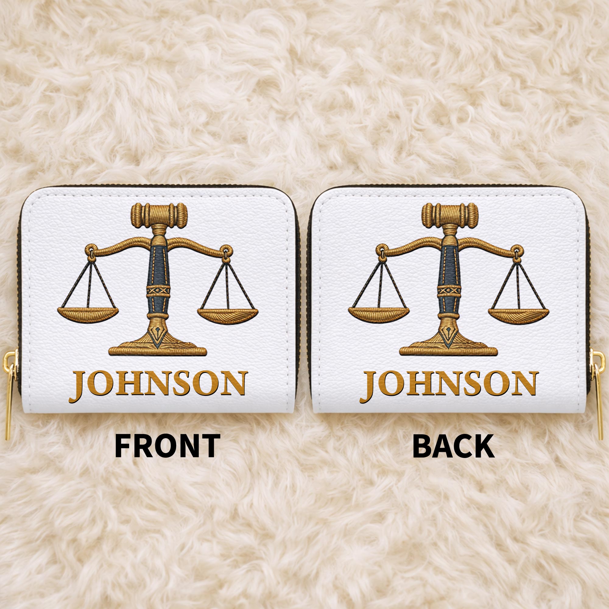 Personalized Custom Leather Wallet with Gavel for Lawyers