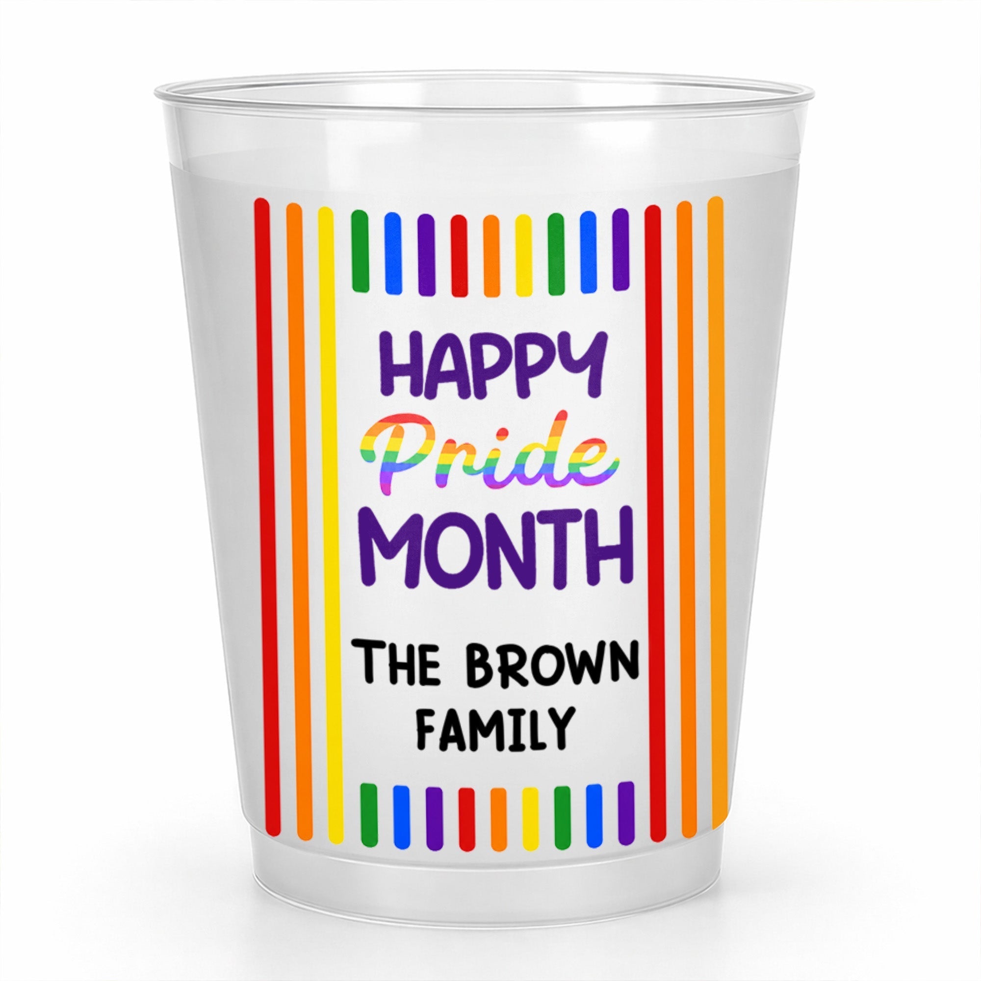 Personalized Rainbow Stripes Frosted Cups Gift for Pride Month