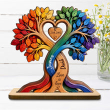 Load image into Gallery viewer, Personalized Love Is Love Rainbow Wood Plaque Custom Gift for Couples
