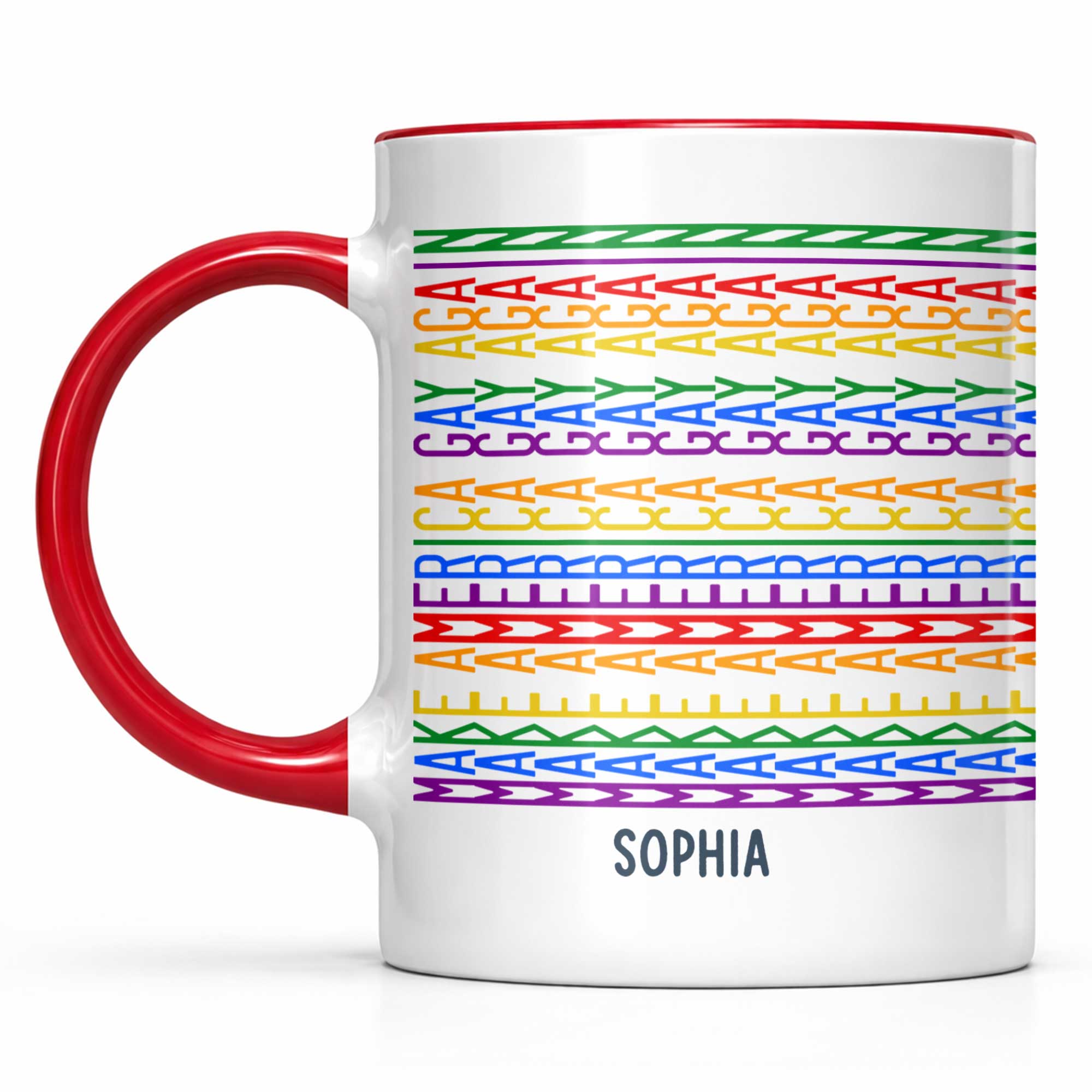 Personalized Accent Mug Custom Name Rainbow Pride Gift for Friends