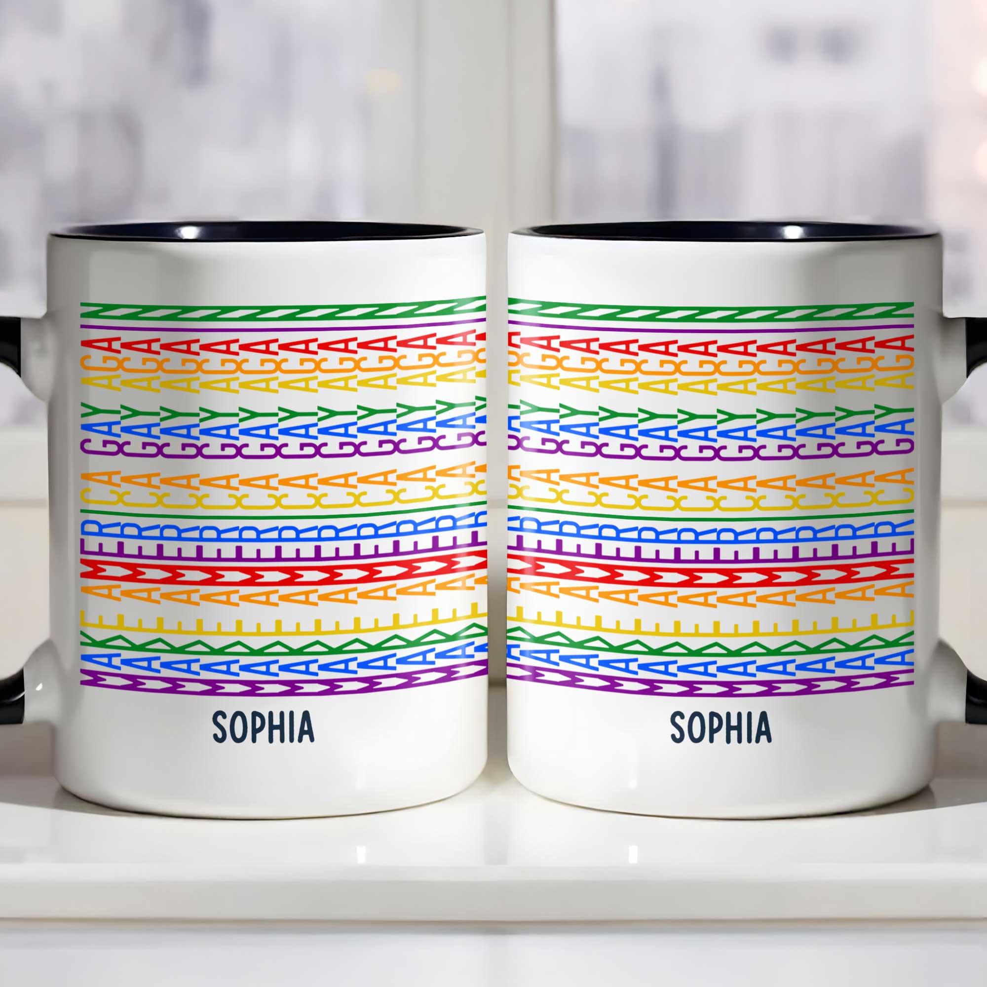 Personalized Accent Mug Custom Name Rainbow Pride Gift for Friends
