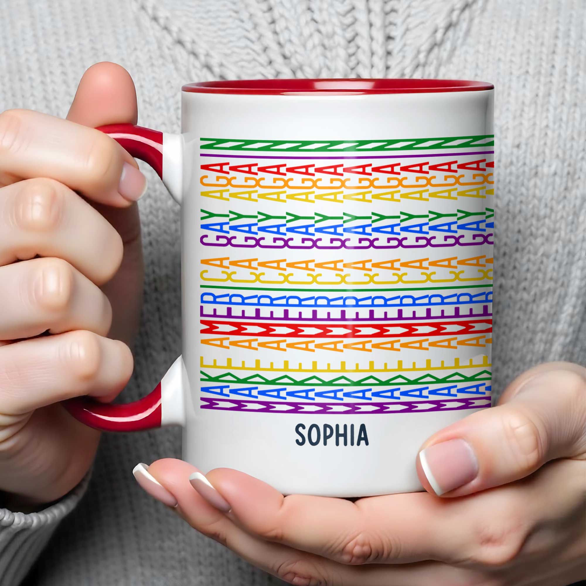 Personalized Accent Mug Custom Name Rainbow Pride Gift for Friends
