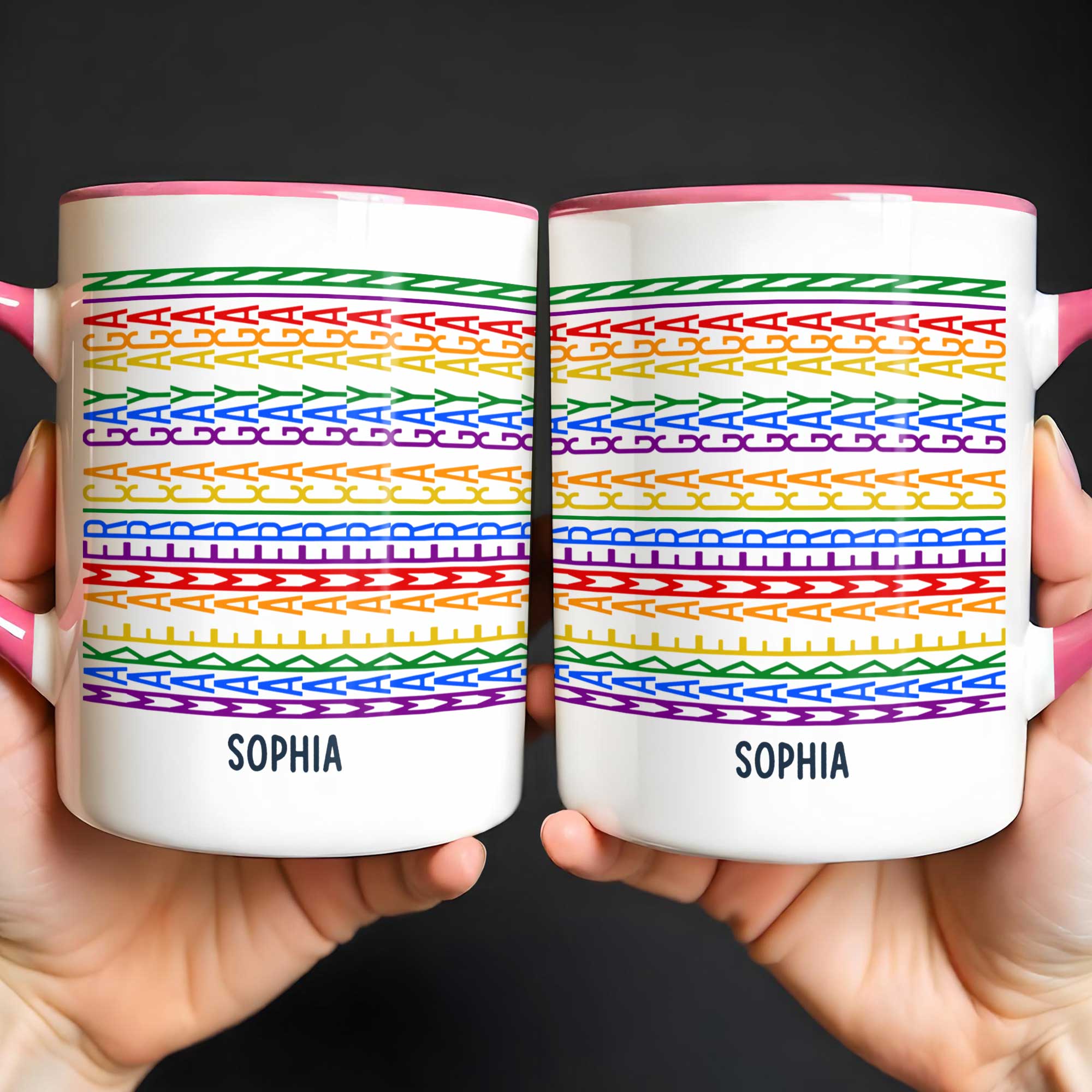 Personalized Accent Mug Custom Name Rainbow Pride Gift for Friends