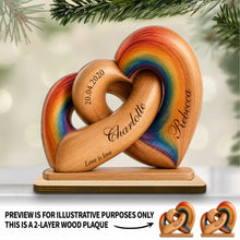 Load image into Gallery viewer, Personalized Intertwined Hearts Wood Plaque Custom Name LGBT Gift
