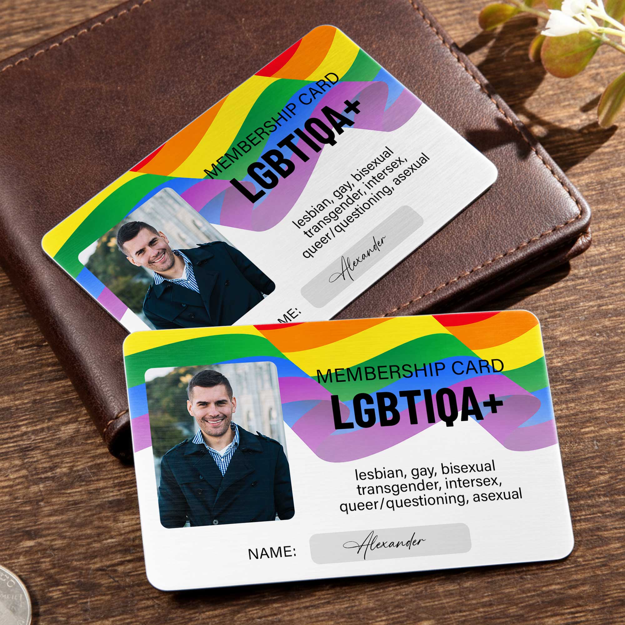 Personalized Rainbow Wallet Card Custom Photo Gift for LGBT