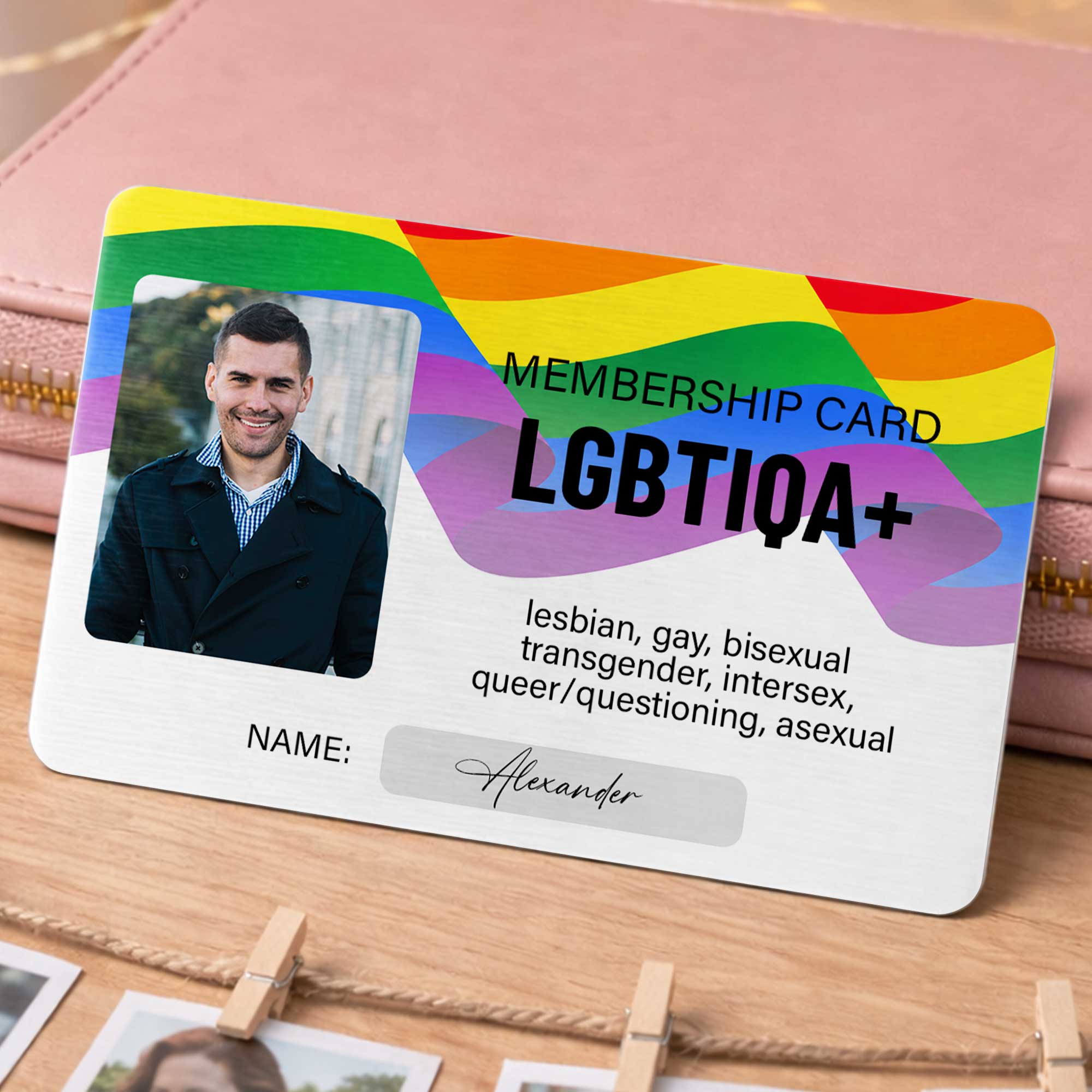Personalized Rainbow Wallet Card Custom Photo Gift for LGBT