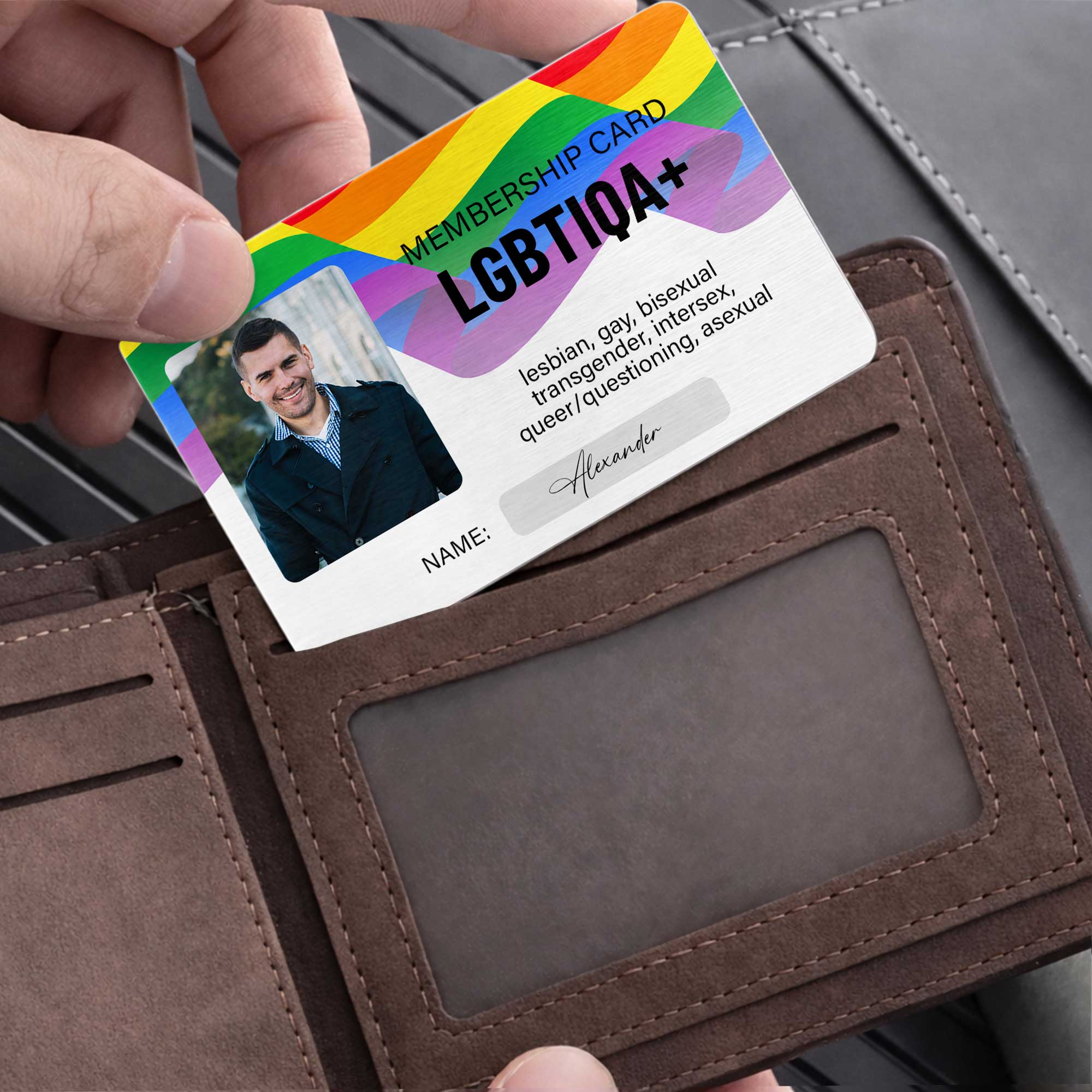 Personalized Rainbow Wallet Card Custom Photo Gift for LGBT