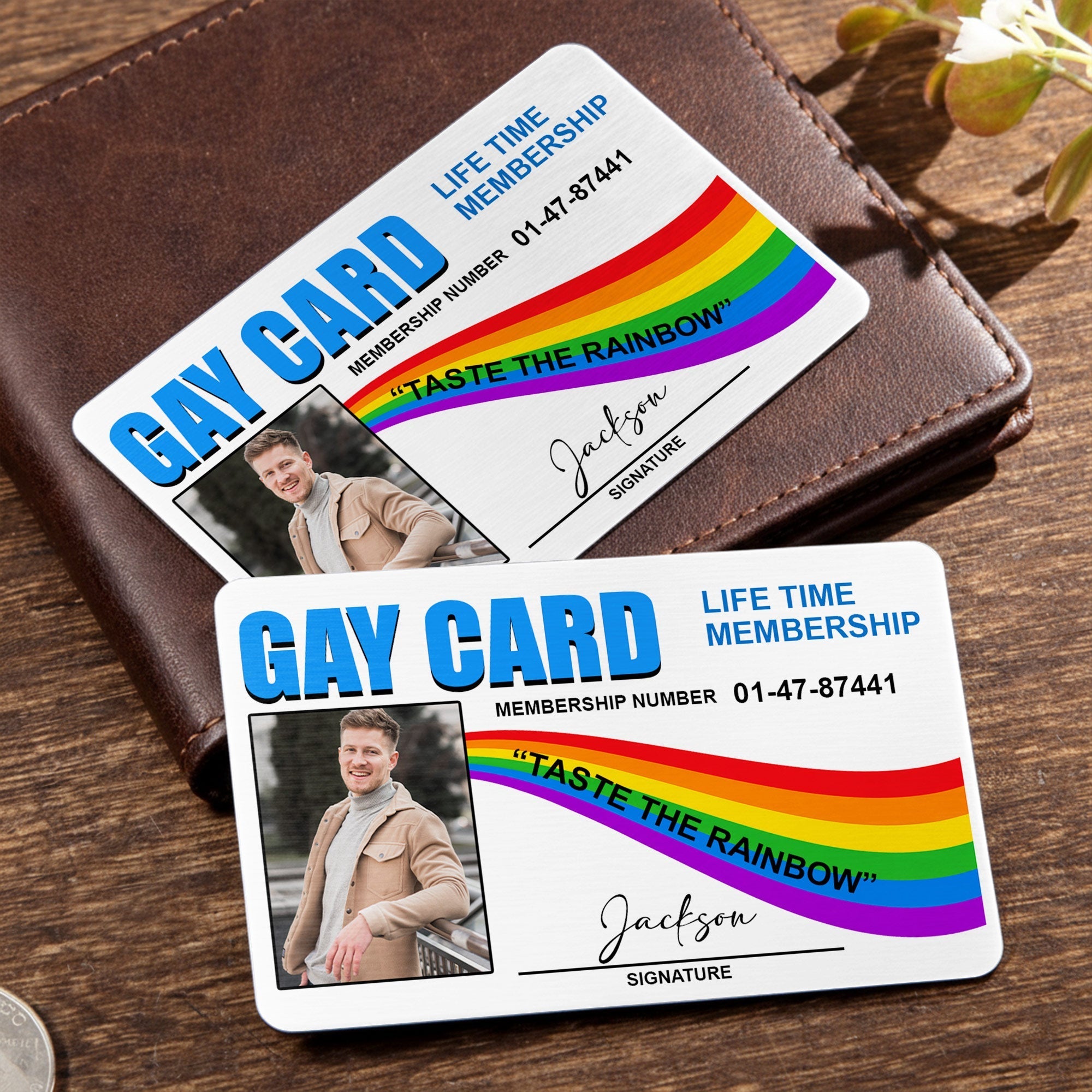 Personalized Rainbow Aluminum Wallet Card Custom Name Gift for LGBT