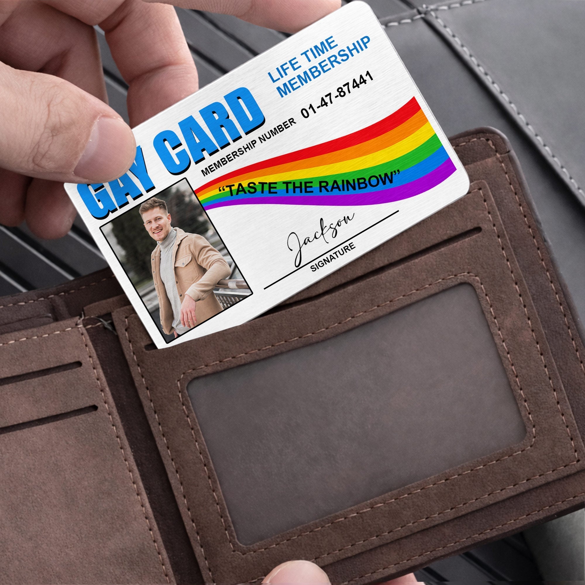 Personalized Rainbow Aluminum Wallet Card Custom Name Gift for LGBT