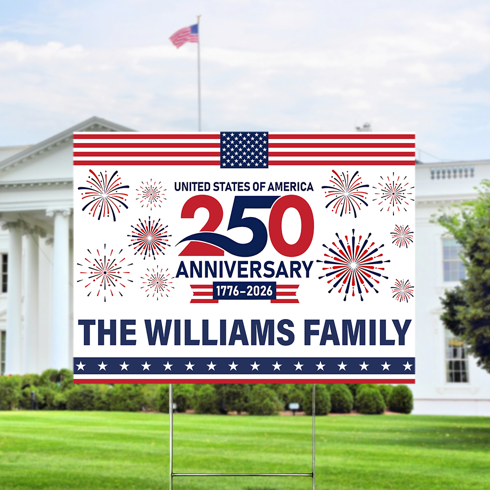 Personalized Family Name 250th Anniversary Yard Sign USA Gift