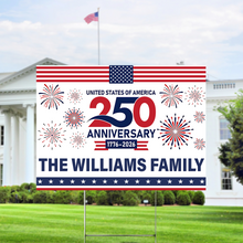 Load image into Gallery viewer, Personalized Family Name 250th Anniversary Yard Sign USA Gift
