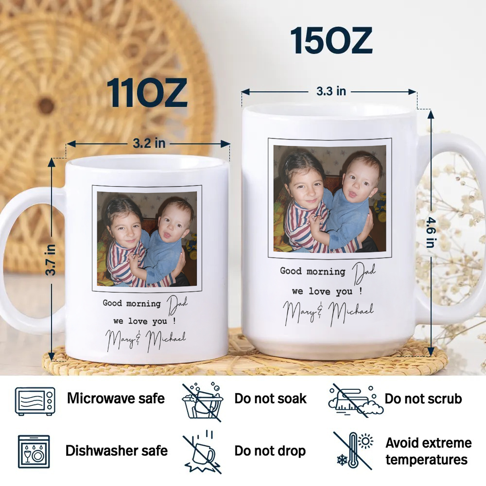 Personalized Photo Coffee Mug Custom Dad We Love You Gift