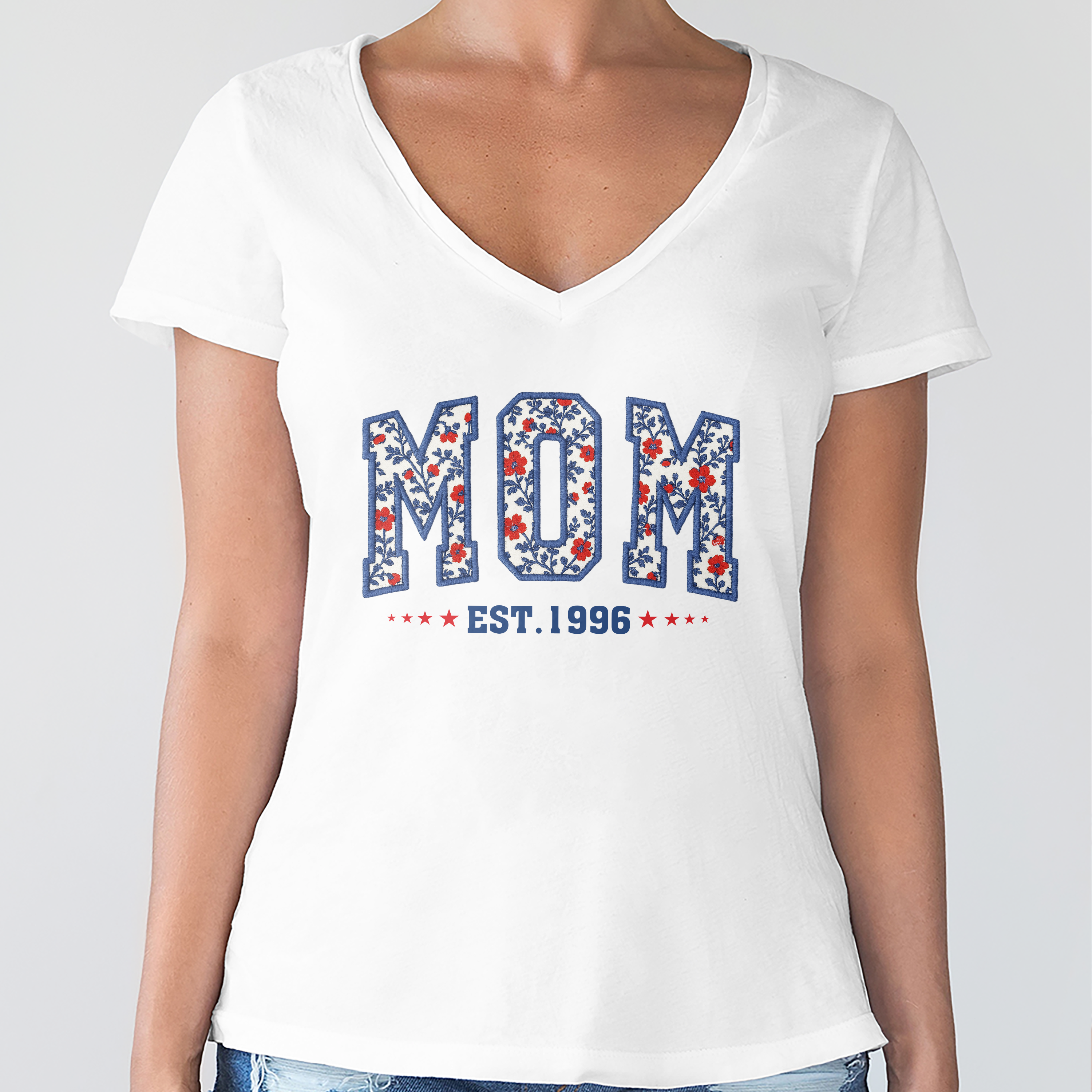 Personalized Floral Family Established Year T-Shirt for Mom & Dad