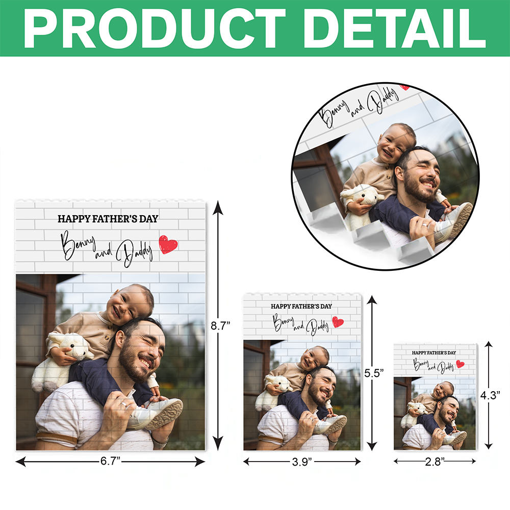 Personalized Building Block Photo Gift Custom for Dad