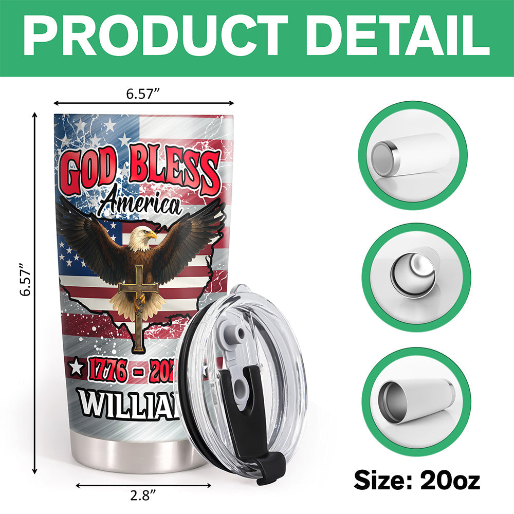 Personalized Eagle Patriot Tumbler Custom Name Gift for Independence Day
