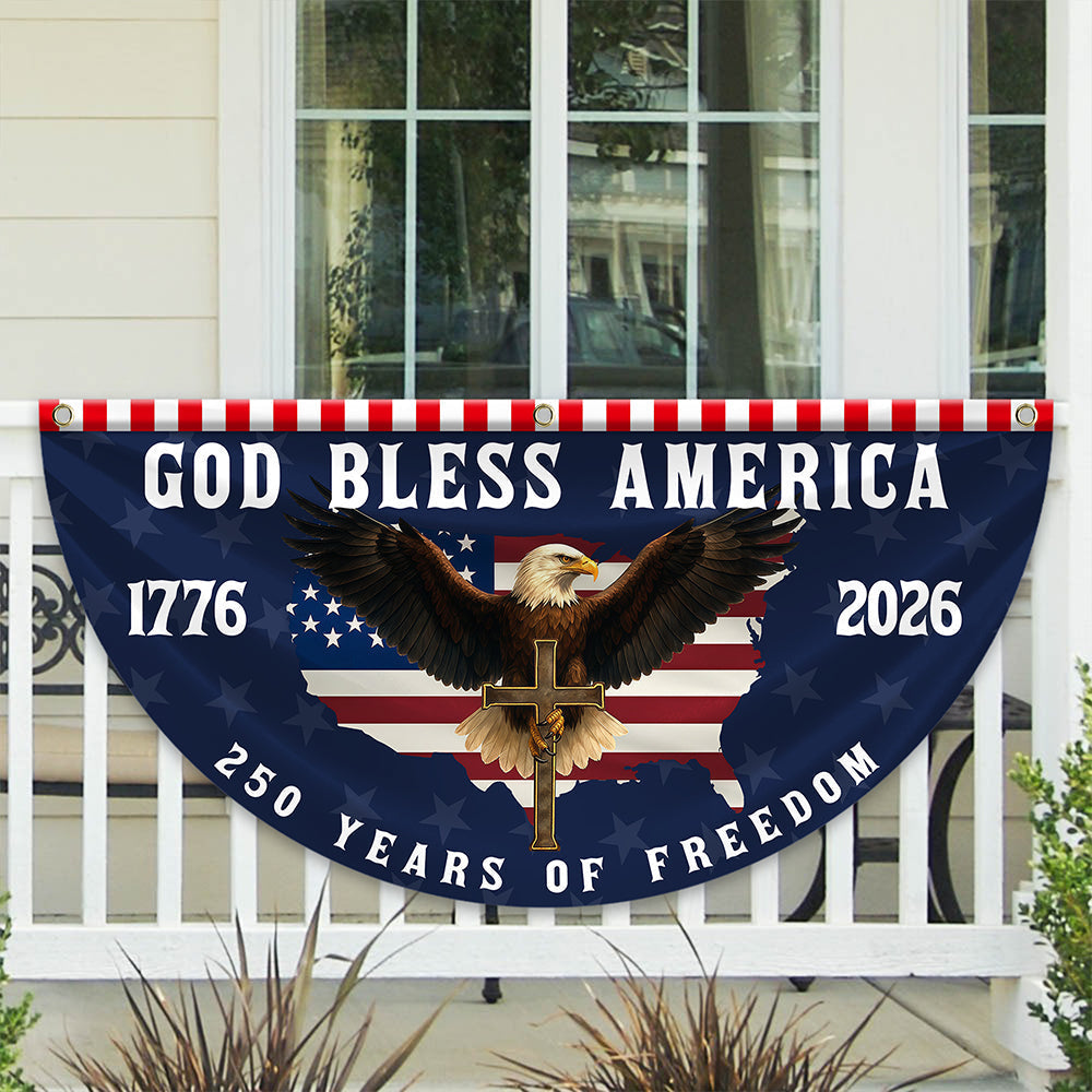 Personalized 250 Years of Freedom Non-Pleated Fan Flag Gift for Family Fourth of July