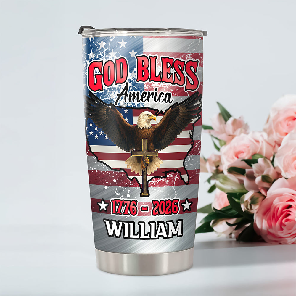 Personalized Eagle Patriot Tumbler Custom Name Gift for Independence Day