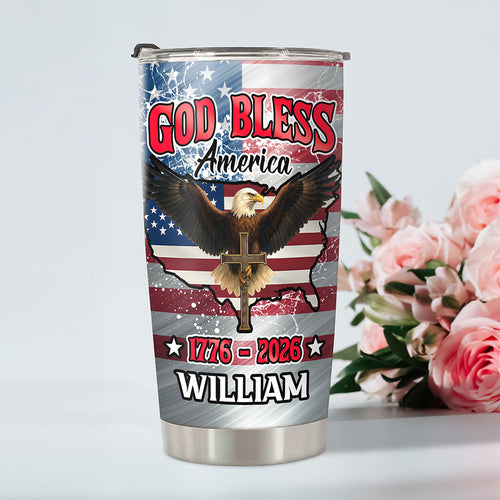 Personalized Eagle Patriot Tumbler Custom Name Gift for Independence Day