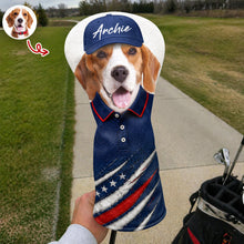 Load image into Gallery viewer, Personalized Pet Photo Golf Head Cover with American Flag Gift for Dog Dad
