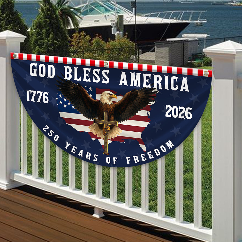 Personalized 250 Years of Freedom Non-Pleated Fan Flag Gift for Family Fourth of July