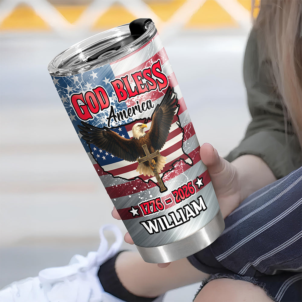 Personalized Eagle Patriot Tumbler Custom Name Gift for Independence Day