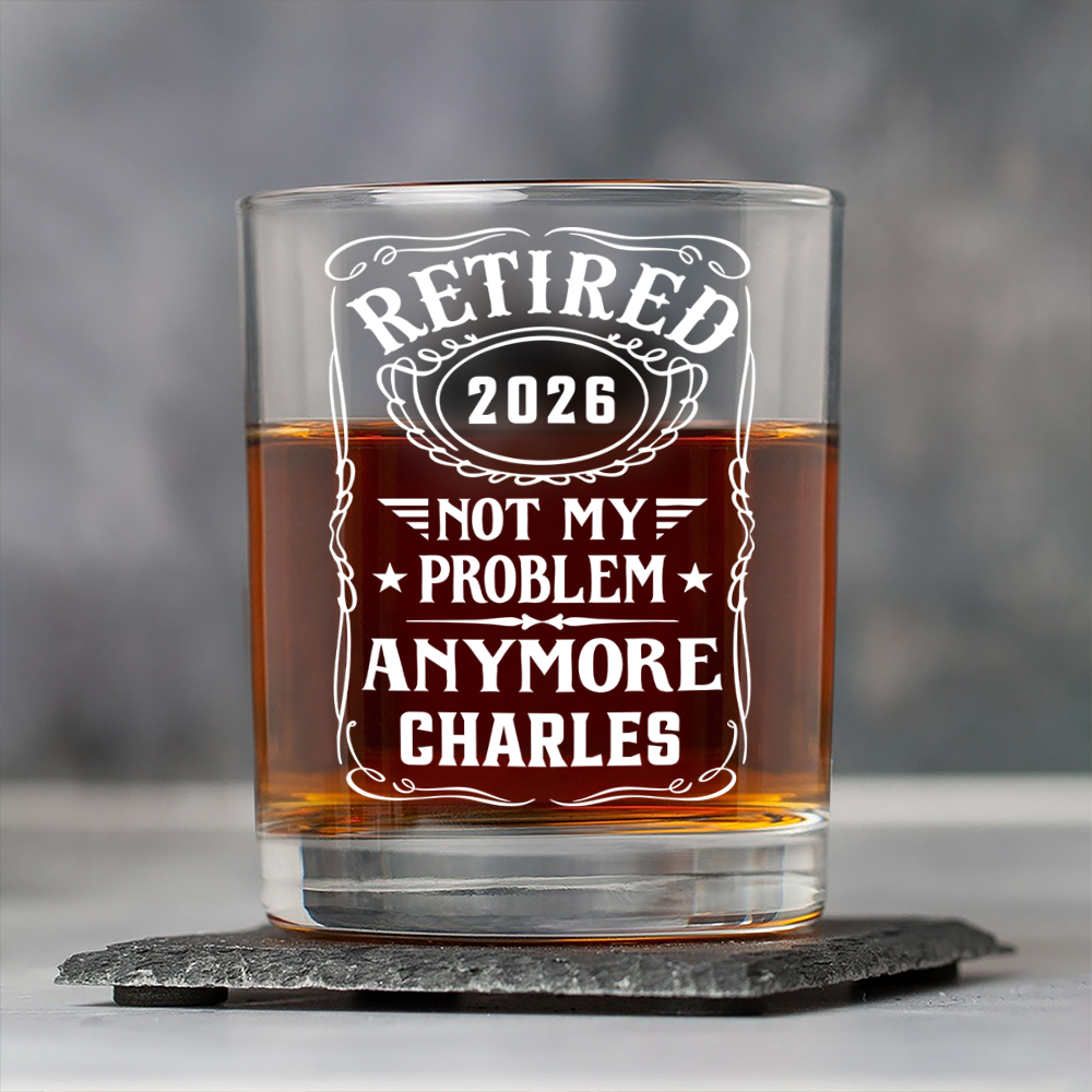Personalized Retirement Rock Glass Custom Name Gift for Dad