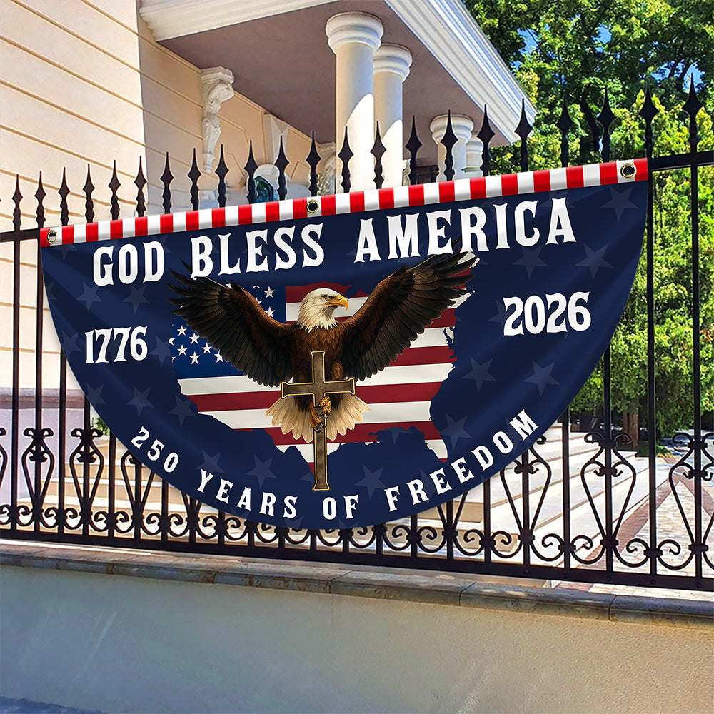 Personalized 250 Years of Freedom Non-Pleated Fan Flag Gift for Family Fourth of July