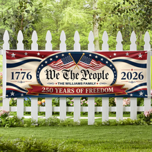 Load image into Gallery viewer, Personalized Patriotic Banner Custom Family Name 250 Years USA
