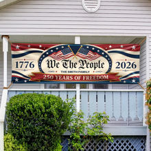 Load image into Gallery viewer, Personalized Patriotic Banner Custom Family Name 250 Years USA
