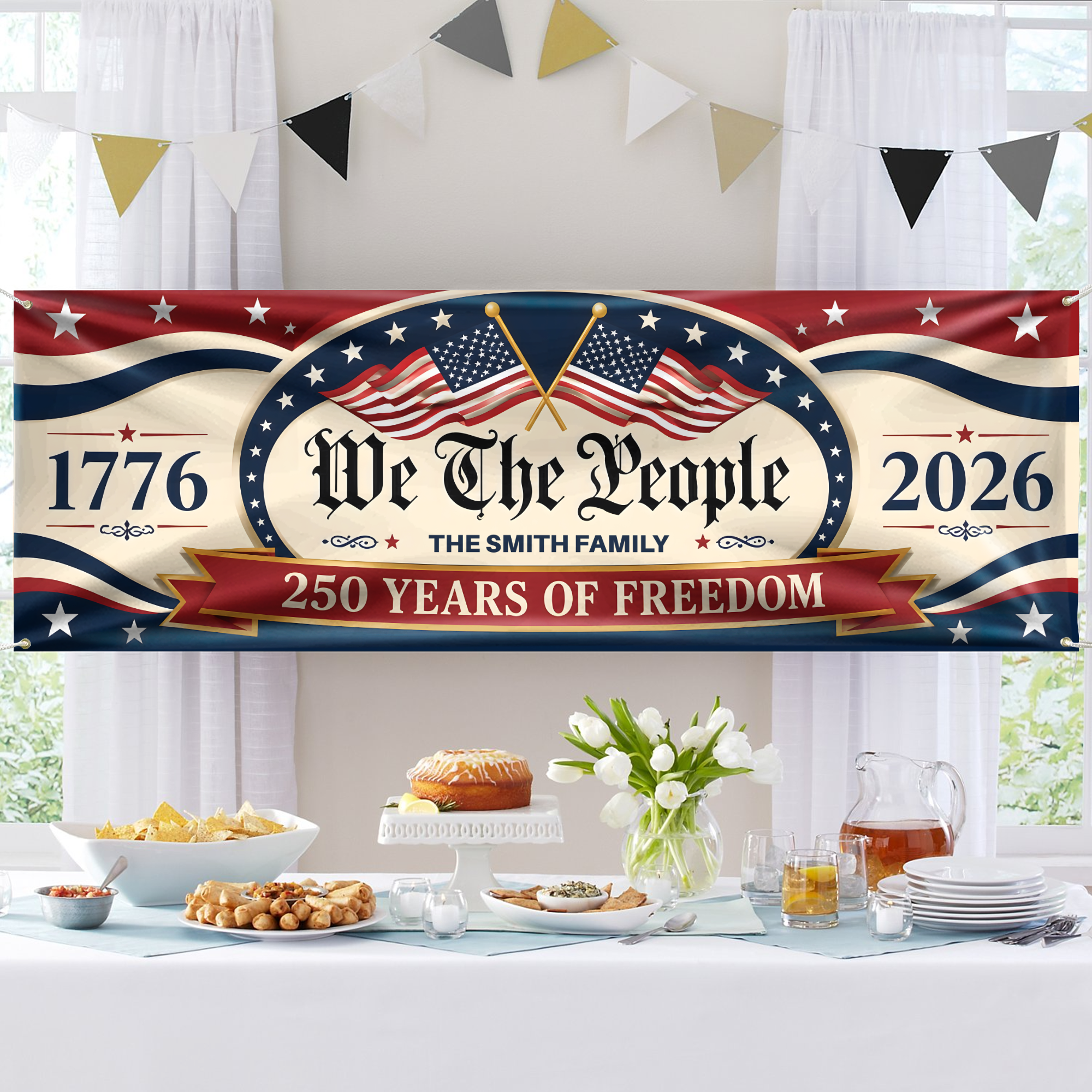 Personalized Patriotic Banner Custom Family Name 250 Years USA