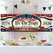 Load image into Gallery viewer, Personalized Patriotic Banner Custom Family Name 250 Years USA
