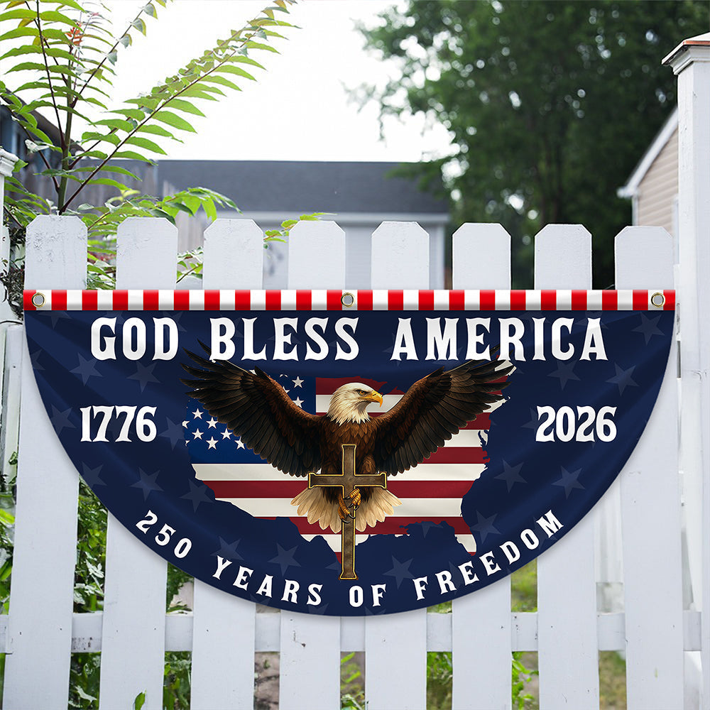 Personalized 250 Years of Freedom Non-Pleated Fan Flag Gift for Family Fourth of July