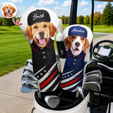 Load image into Gallery viewer, Personalized Pet Photo Golf Head Cover with American Flag Gift for Dog Dad
