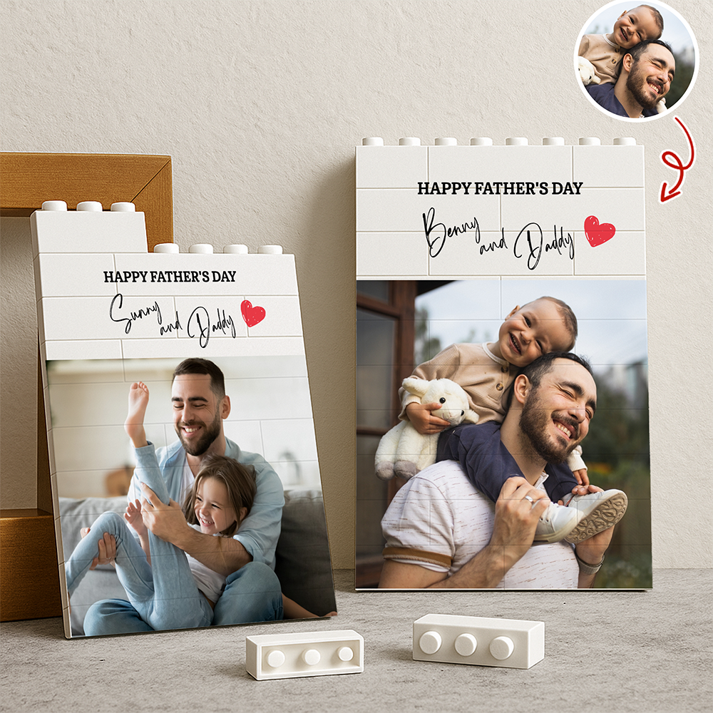 Personalized Building Block Photo Gift Custom for Dad