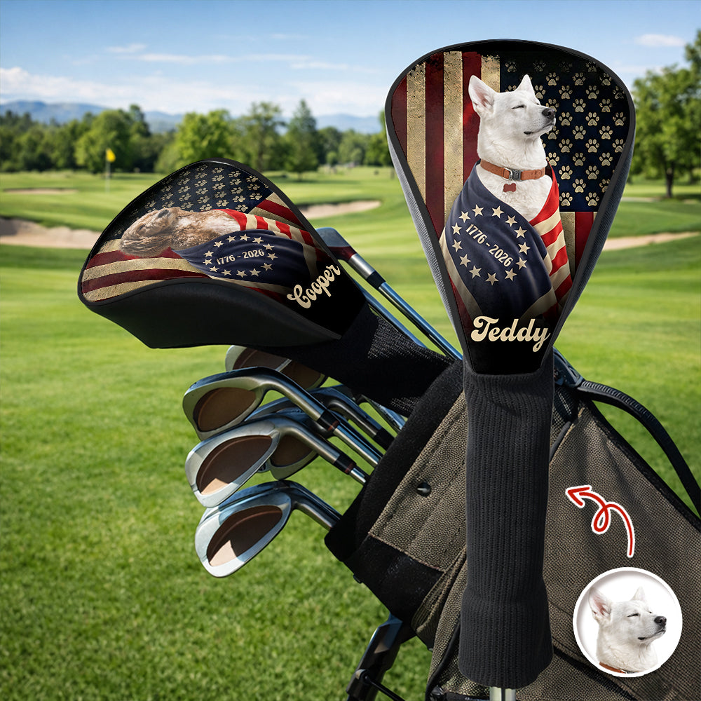 Personalized Dog Photo Golf Club Head Cover Gift for Dog Dad