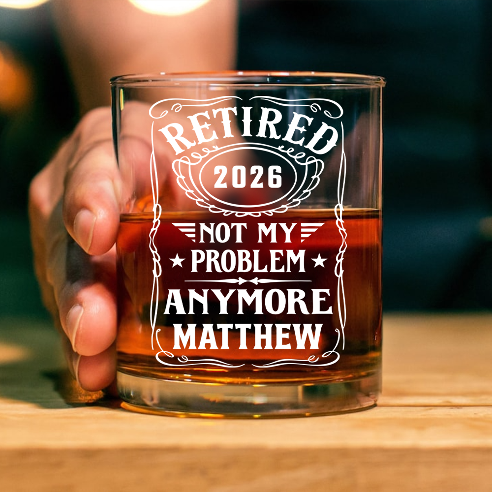 Personalized Retirement Rock Glass Custom Name Gift for Dad